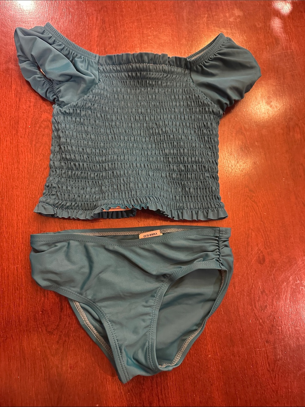 Old Navy Girls Green Smocked Bikini Set